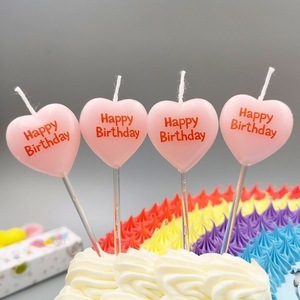 Velas de cumpleaños de parafina con forma de corazón rosa para decoración de pasteles - Product Image 1
