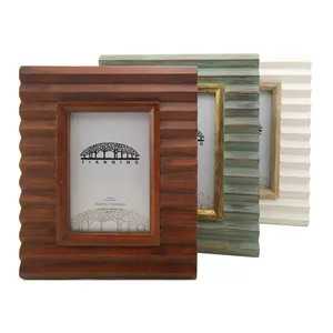 Cadre photo fait main de qualité supérieure Cadre en bois massif texturé Couleur vert et brun rougeâtre et blanc 4x6 5x7 pouces