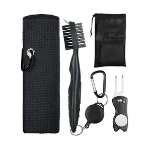 Ensemble cadeau de golf personnalisé à prix d'usine, serviette de golf en microfibre magnétique, brosse de golf promotionnelle - Product Image 1