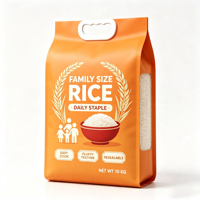 Sacs d'emballage pour riz avec poignée, personnalisés, imprimés, laminés, de qualité alimentaire, pour le stockage de 5 kg de riz en vrac
