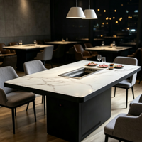 Table de barbecue commerciale Jilu sur mesure, robuste, sans fumée, auto-purifiante, avec échappement inférieur pour lieux de restauration BBQ