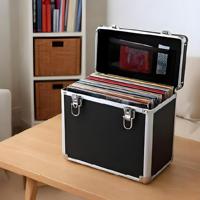 Boîte de rangement pour disques vinyles en aluminium, capacité de 32 disques, réutilisable, durable, résistante à l'eau