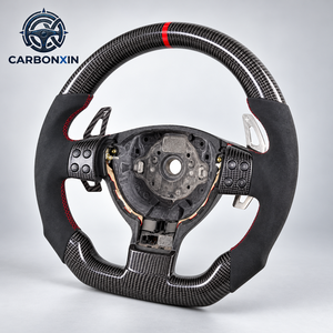Volante de Coche Personalizado de Cuero y Fibra de Carbono Forjada para vw Volkswagen Golf 5 4 Mk 5 Jetta Passat Bora - Product Image 1