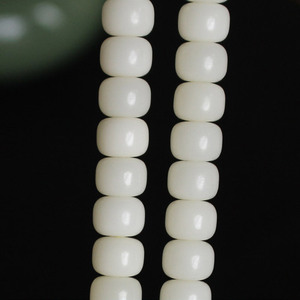 Cuentas de madera de raíz de Bodhi blancas, redondas, de 8x10 mm, sueltas, para la fabricación de pulseras - Product Image 3