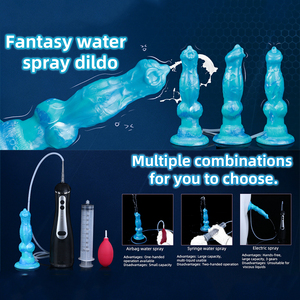 Fantasy Spike Wolf Knot dildo Electric squirting dildo with Suction Cup Platinum Silicone Anal Vaginal Stimulation <b>Masturbators</b> - Product Image 1