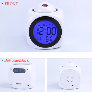 Réveil numérique avec projection personnalisée, nouveau design élégant, fonction de voix, heure, température, fonction snooze, mini cube, horloge de bureau intelligente - Product Image 4