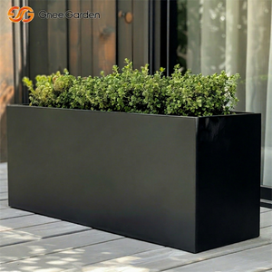 Rustic Traditional Eco-Friendly Farmhouse Black Galvanized Steel <b>Square</b> American Style Flower <b>Pot</b> Outdoor Durable Home Garden - Product Image 1