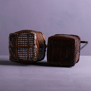 Bamboo Woven Flower Basket Premium Square Step By Step Natural Handmade Home Decoration - Product Image 4