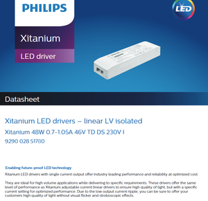 ไดรเวอร์ LED ยี่ห้อ PHILIPS รุ่น Xitanium 48W 0.7-1.05A 46V TD DS 230V I กระแสคงที่ AC-DC  แบบกล่องพลาสติก สำหรับไฟ LED - Product Image 2