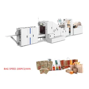 30-200 pz/min sacchetti di imballaggio di carta con manico piatto a fondo quadrato per macchine per sacchetti che fanno macchine automatiche per la fabbricazione di sacchetti di carta