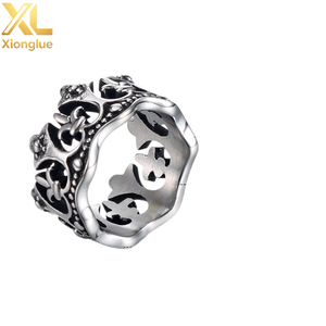 Hot Fashion European American Retro Trendy Punk Stainless Steel <b>Crown</b> <b>Ring</b> Multi-color Stone Factory Direct Supply - Product Image 2