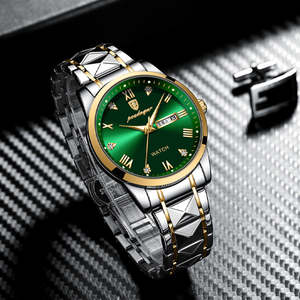 Poedagar 985 lujo moda Acero inoxidable esfera verde reloj hombres impermeable luminoso semana fecha deporte hombres reloj de pulsera de cuarzo - Product Image 6
