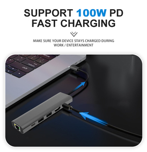 Station d'accueil multifonction 6 en 1 à vente chaude, <span class=keywords><strong>hub</strong></span> <span class=keywords><strong>USB</strong></span>-C 6 ports pour ordinateur portable <span class=keywords><strong>PC</strong></span> - Product Image 3
