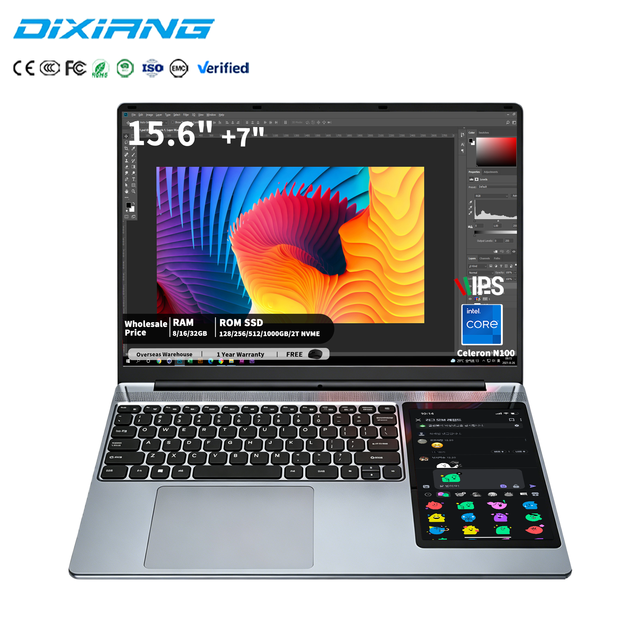 High Quality Factory Wholesale Laptop OEM DS156 Dual Screen 15.6" +7" IPS Win 10/11 RAM 16GB Business Laptop Notebook Computer
