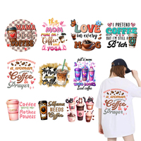 Vente en gros Transferts Plastisol DTF personnalisés Autocollants imprimables en film vinyle Design Café Dtf Transfert de chaleur pour T-shirts