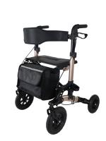 Déambulateur pliable léger en aluminium avec porte-kanne, sac spacieux, dossier amovible et hauteur réglable