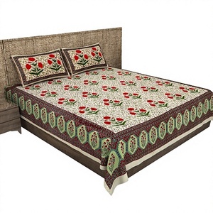 HEAVENBIRDS Super Quality Grade Printed Plant <b>Flat</b> Bedsheets 2 <b>Pillow</b> Covers Included Cotton Cover Sets 300tc Eco-Friendly - Product Image 1