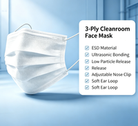 Masque facial 3 plis pour salle blanche Classe 1000 ES en tissu non tissé / tissu PP melt-blown