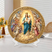 Plaque décorative religieuse personnalisée en résine Vierge Marie avec texte de prière et support, idéale pour la maison et l'église