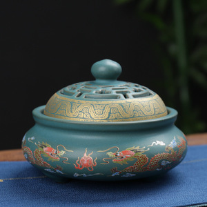 Quemador de Incienso de Cerámica Premium con Acabado de Esmalte Azul Antiguo y Tallados Elaborados, Perfecto para Crear un <span class=keywords><strong>Humo</strong></span> Relajante - Product Image 4