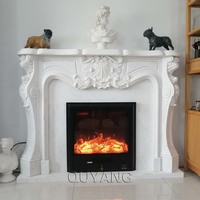 QUYANG colonne romaine moderne de luxe en granit sur pied, cheminée française, Surround, manteau en marbre, décoration de la maison