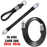 Cable USB-C Activo de Cobre en Ángulo Recto de 80 Gbps y 240 W con Revestimiento de PVC para Video 8K, Transmisión VR, Thunderbolt 4/3 y Carga Rápida