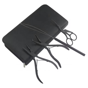 Nuovo arrivo nero arcobaleno color oro in acciaio inox estensione dei capelli kit di strumenti pinza set in borsa professionale per micro ring <span class=keywords><strong>hair</strong></span> - Product Image 3