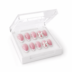<span class=keywords><strong>Miss</strong></span> Gel – Faux ongles souples écologiques à presser avec chaîne de perles et nœud, style français, courts, forme amande - Product Image 2