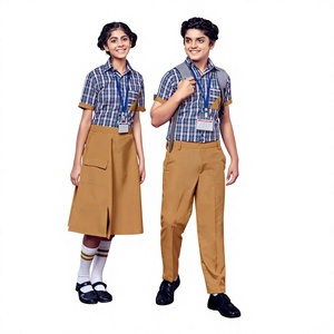Conjunto de uniforme escolar a cuadros de algodón para niños y niñas de primaria, tela Oxford con talla personalizada disponible - Product Image 3