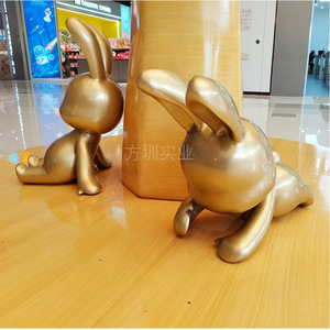 Escultura de Conejo de Resina para Montar en el Suelo, Figura Artística Contemporánea para Exteriores, Decoración de Pascua - Product Image 2