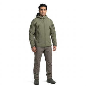 Men's Plus Size Casual Canvas Softshell Autumn <b>Jacket</b> <b>Waterproof</b> Hood Zipper Breathable Outdoor Windbreaker Knitted Vintage - Product Image 1