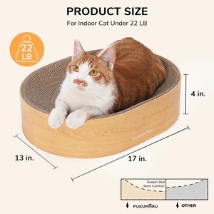 <span class=keywords><strong>FUKUMARU</strong></span> Classique Écologique Chat Scratcher Carton Salon Lit 2-en-1 Scratch Pad Ovale Intérieur Durable Salon Toutes Saisons - Product Image 6