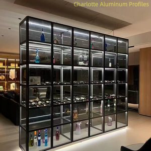 Profilés d'extrusion en aluminium coulissants de garde-robe de stock de prix de gros d'usine pour le cadre de porte de placard d'armoires de cuisine - Product Image 3