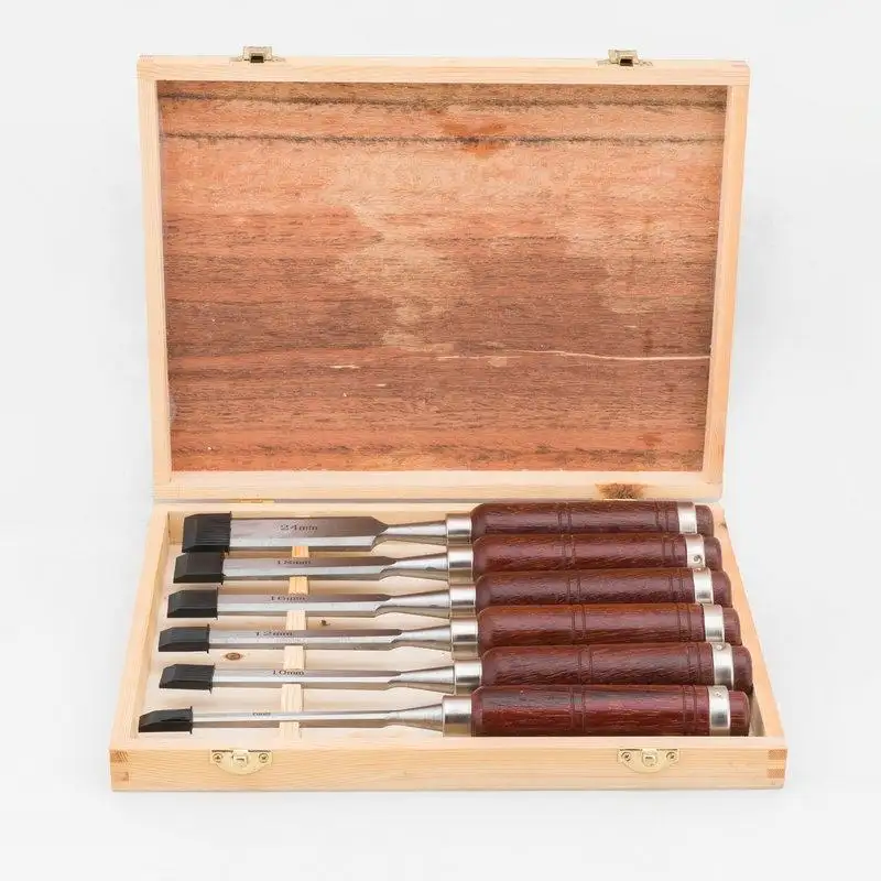 Larix high quality top grade 6 pcs wood carving tools set wooden chisel with case and stone