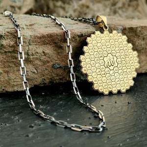 Commercio all'ingrosso <span class=keywords><strong>di</strong></span> alta qualità 18k placcato oro 99 <span class=keywords><strong>nomi</strong></span> <span class=keywords><strong>di</strong></span> <span class=keywords><strong>Allah</strong></span> collana in acciaio inox medaglione musulmano ciondolo Asma Ul Husna collana - Product Image 2