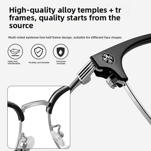 Kính mắt thời trang Chrome Heart, kiểu dáng tương tự, kính thuốc cao cấp, thiết kế sang trọng, mã 8041, gọng nử<span class=keywords><strong>a</strong></span> viền, chống ánh sáng xanh - Product Image 4