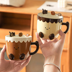 แก้วกาแฟเซรามิคเพ้นท์มือลายการ์ตูนทันสมัย ดีไซน์ซ้อนกันได้ ขนาดปกติ 340 มล. ใช้กับไมโครเวฟได้ เหมาะสำหรับงานปาร์ตี้ ขายส่ง - Product Image 1