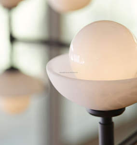 Escalier nordique moderne personnalisé pour foyer d'hôtel <span class=keywords><strong>Lustre</strong></span> doré à 3 niveaux Lampes suspendues en albâtre Lustres en verre de luxe à haut plafond - Product Image 5