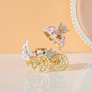 Boîte à bijoux en forme de chariot de citrouille de conte de fées, emballage en alliage, organisateur de bijoux, boîtes cadeaux pour bijoux - Product Image 3