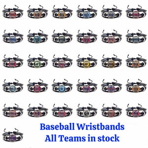 สร้อยข้อมือหนังถักสไตล์เรโทรแบบขายส่ง ลายทีมฟุตบอลอเมริกัน ประดับอัญมณีหลายชั้น พร้อมลายพิมพ์อีพ็อกซี่บนโลหะผสมบรอนซ์ - Product Image 2