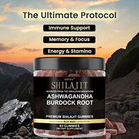 Gummies de Shilajit Pur de l'Himalaya Marque Blanche OEM avec Ashwagandha pour l'Énergie, le Soutien Immunitaire et la Santé Globale des Hommes et des Femmes