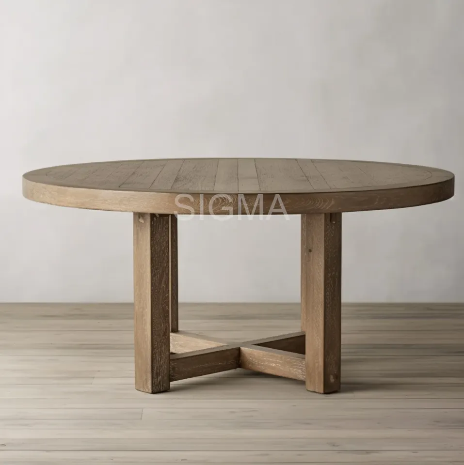 Solid Wood Home Furniture Modern Restaurant Furniture Circle Dining Table Set