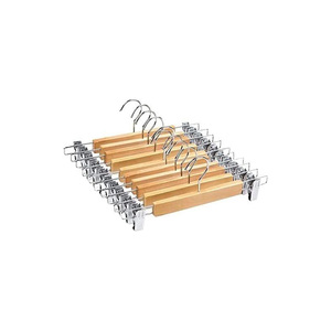 Cintre en bois antidérapant de nouvelle boutique pour pantalons et jupes pour adultes avec clips porte-pantalon de garde-robe pratique - Product Image 4