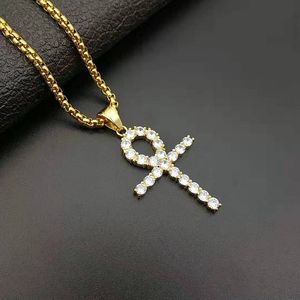 NS1141 Trendy Stainless Steel Cross Charm Pendant <strong>Necklace</strong> ,fashion 18k <strong>Gold</strong> Hiphop <strong>Ankh</strong> Men <strong>Necklace</strong> - Product Image 5