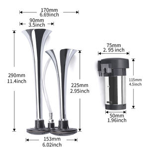 <span class=keywords><strong>แตร</strong></span>รถยนต์ <span class=keywords><strong>12V</strong></span> 150db เสียงดังพิเศษ <span class=keywords><strong>แตร</strong></span><span class=keywords><strong>ลม</strong></span>โครเมียมซิงค์แบบสองแตร พร้อมคอมเพรสเซอร์ - Product Image 2