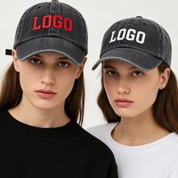 Casquette en denim noire délavée classique à 6 panneaux en coton