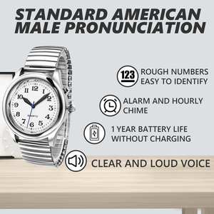 Reloj <span class=keywords><strong>de</strong></span> pulsera parlante atómico unisex <span class=keywords><strong>de</strong></span> alta calidad con números grandes para personas con discapacidad visual o <span class=keywords><strong>ciegos</strong></span> o ancianos - Product Image 5