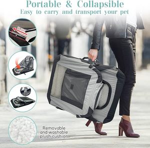 Mềm <span class=keywords><strong>Dog</strong></span> Crate cho chó trung bình 3-cửa có thể gập lại ráp con chó Crate với mềm bên trong nhà & Ngoài trời du lịch <span class=keywords><strong>Pet</strong></span> cũi - Product Image 6