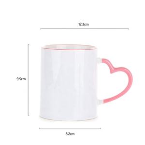 แก้วกาแฟเซรามิคเคลือบสีสดใส ขอบสีสันสดใส ด้ามจับรูปหัวใจ ขนาด 11 ออนซ์ พิมพ์โลโก้ Gloway Oem สำหรับเป็นของขวัญวันวาเลนไทน์ - Product Image 2