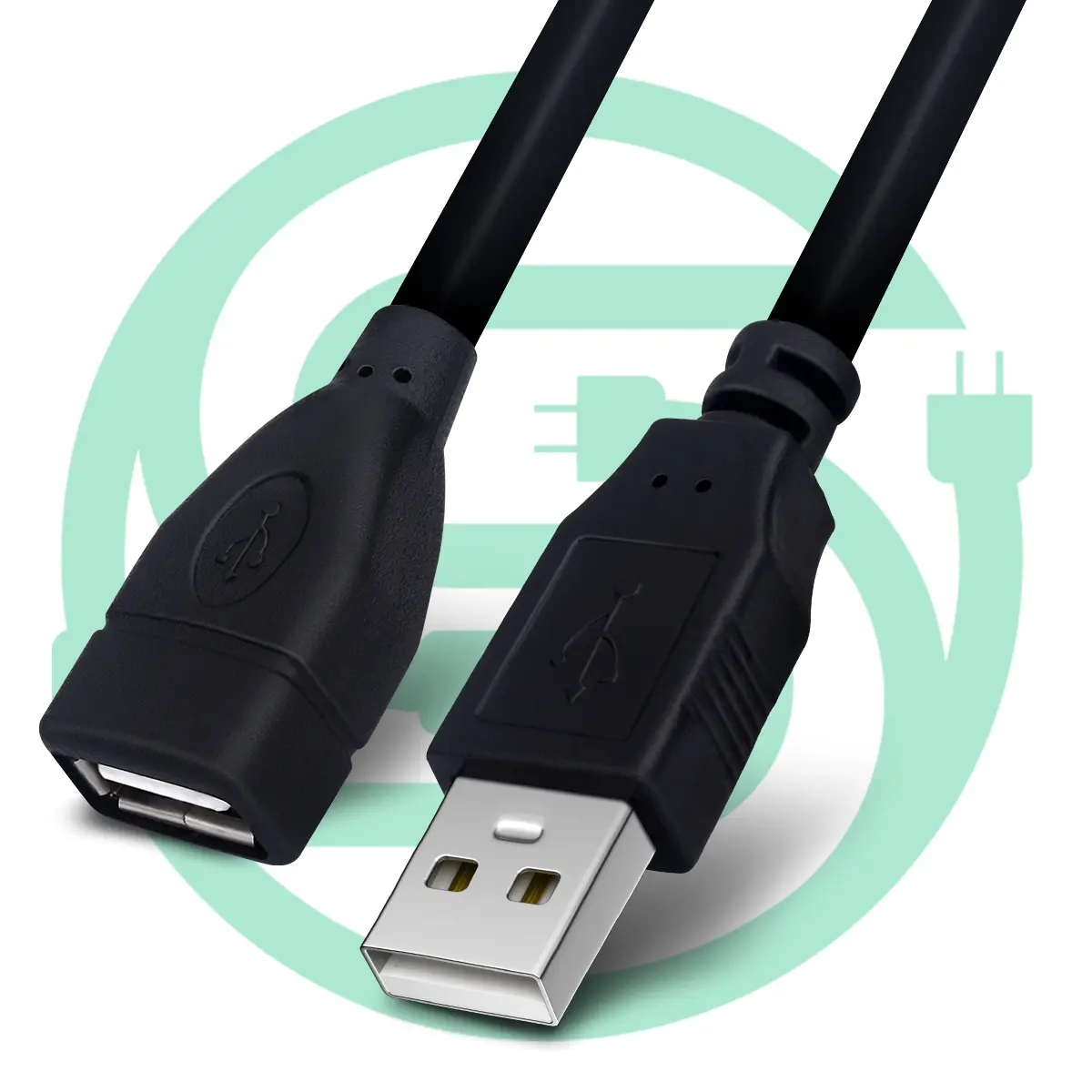 High Speed Cable USB 2.0 Extension 1.5M Black Male to Female for USB data and charging AM-FM